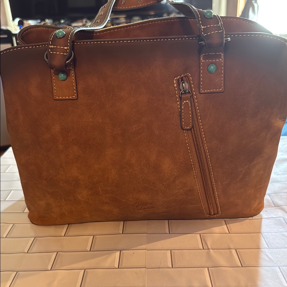 Brown and Multicolor Patterned Women's Bag - Picture 3 of 4
